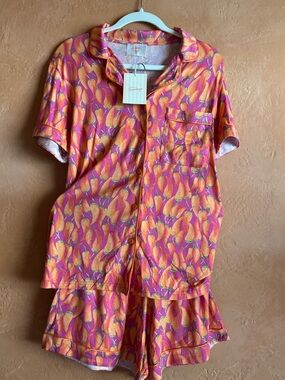 In My Sundays Pepper Dreams Pajama Set NWT Small Pink Orange Peppers